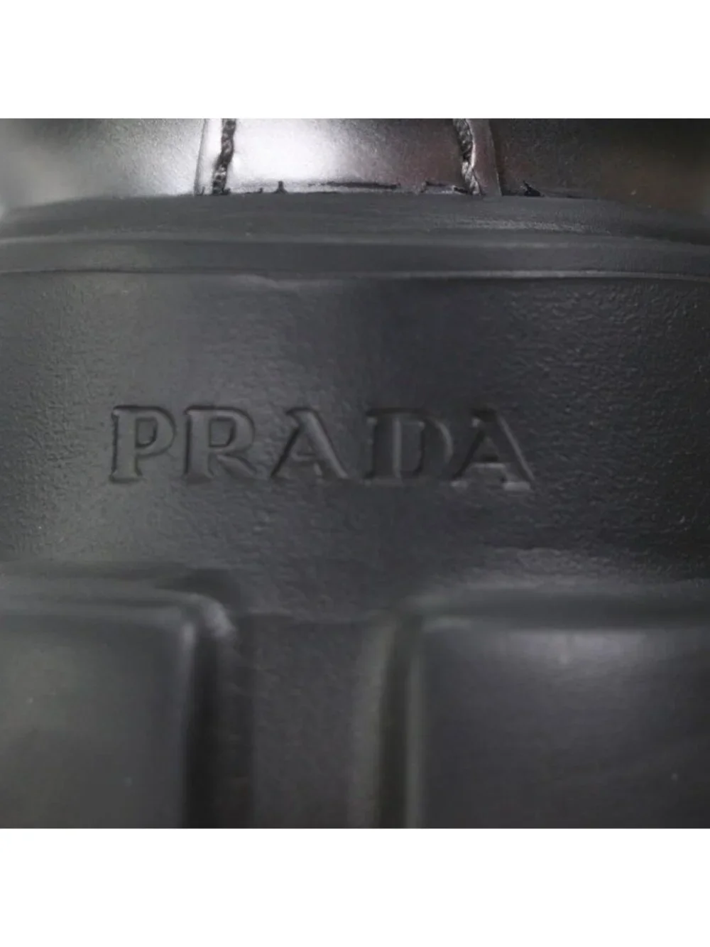 ★SOLD★ Prada Monolith Triangle Logo Plate Track Sole Leather Shoes Loafers Black - Picture 7 of 10